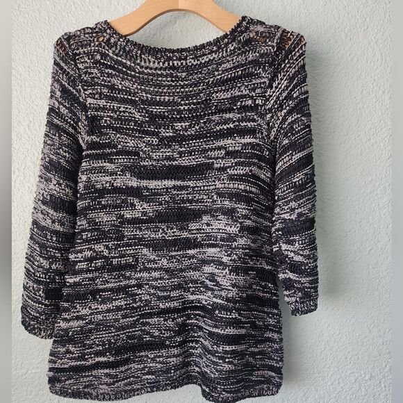 Eileen Fisher open net coastal sweater blouse minimalist contemporary - Picture 6 of 9